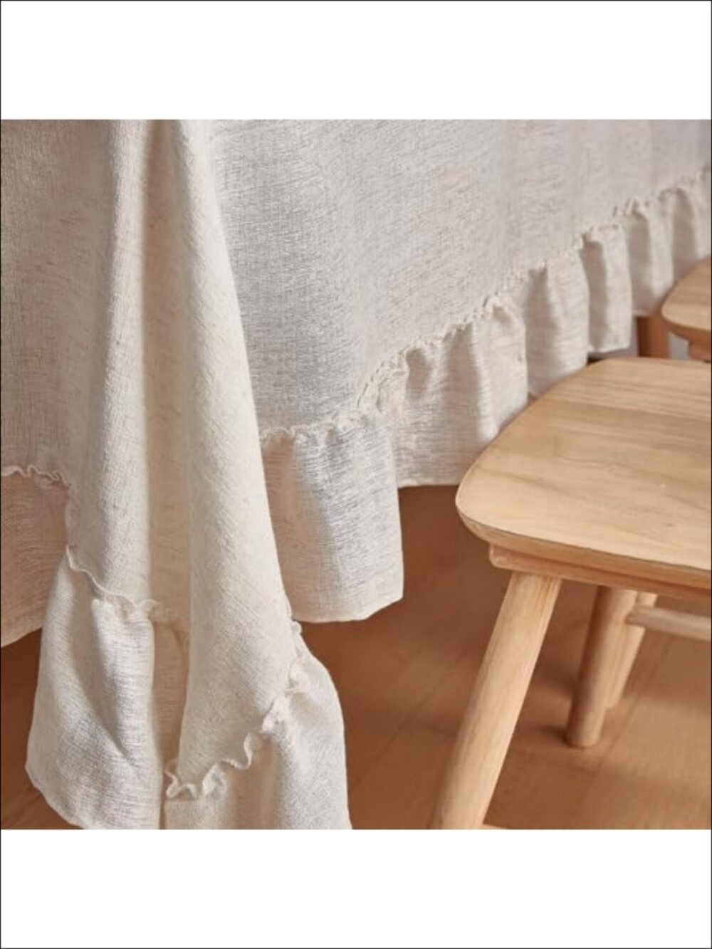 Linen Tablecloth 60x102 Ruffled Ruffle Dining Decor - Picture 5 of 6